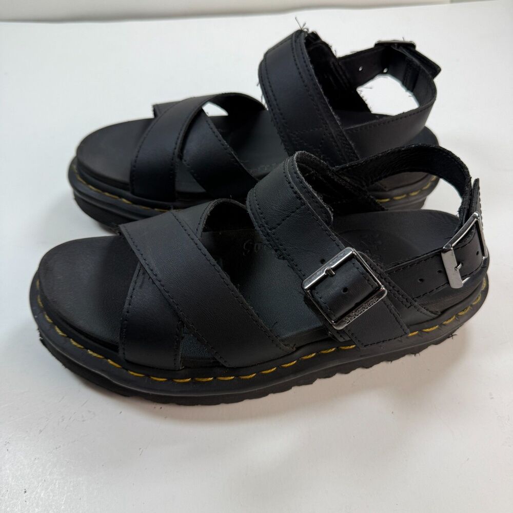 Dr Martens Voss II Quad Platform Sandals Black Leather Women’s Sz 7 Chunky 90's